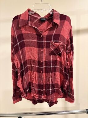 Ana Red & Burgundy Plaid Button-Up Shirt